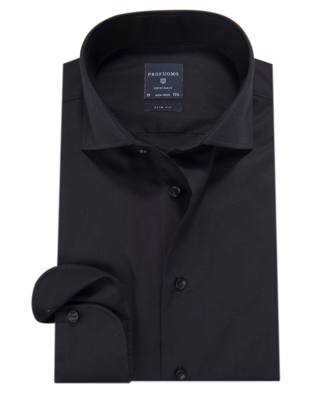 Profuomo Originale Slim fit Overhemd LM Zwart 002303-10-37