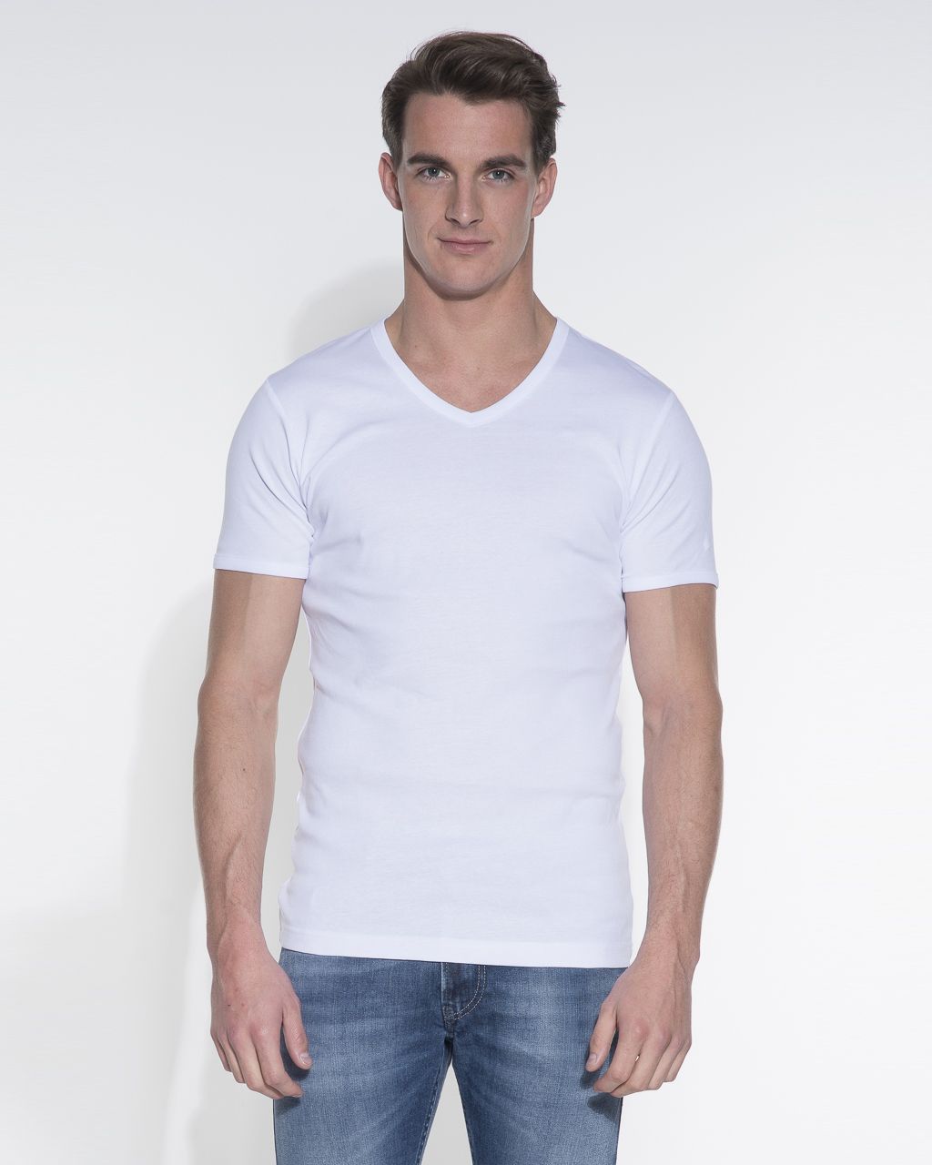 Garage Slim fit T-shirt V-hals Wit 014015-01-L