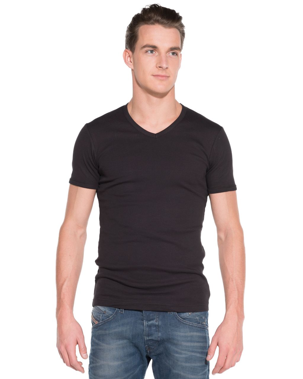 Garage Slim fit T-shirt V-hals Zwart 014015-10-L