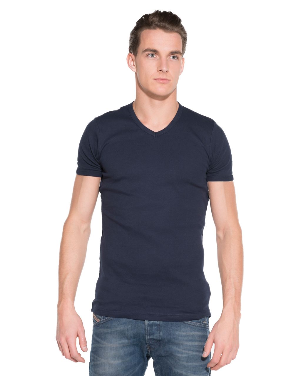 Garage Slim fit T-shirt V-hals Donker blauw 014015-31-L