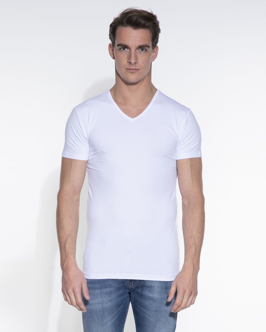 Garage Slim fit T-shirt V-hals Wit 014017-01-L
