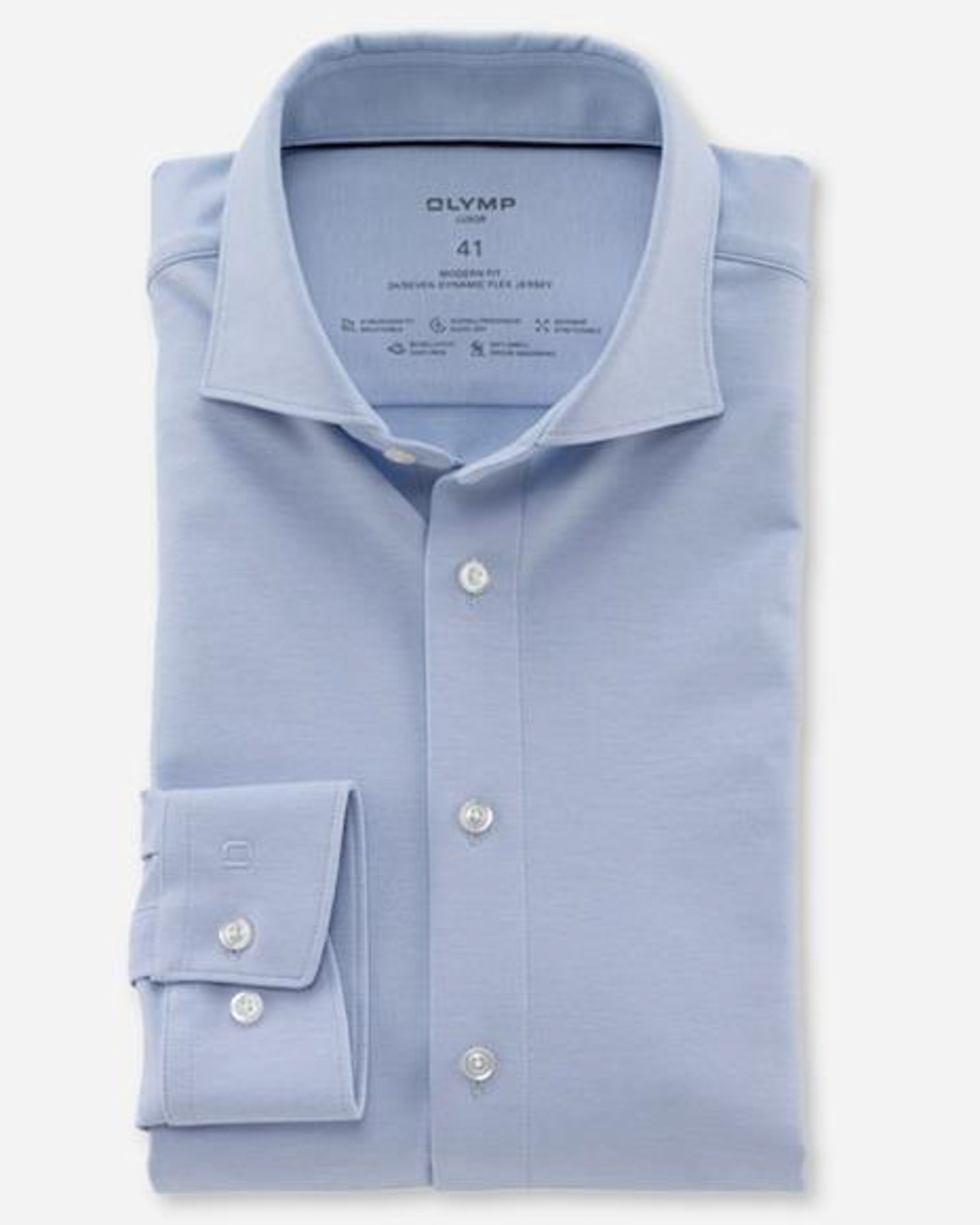 OLYMP 24/7 Modern Fit Overhemd LM Blauw 029718-32-37