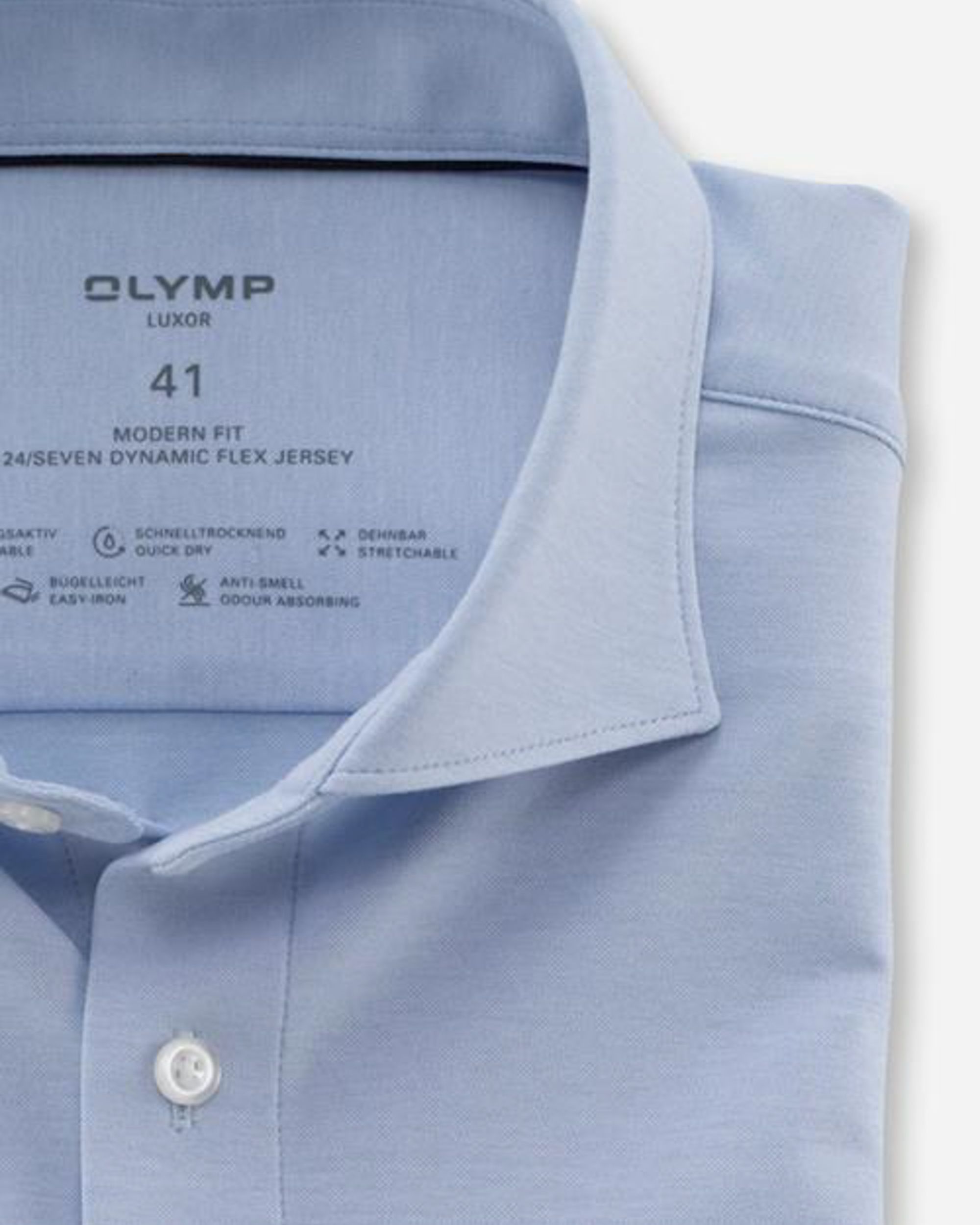 OLYMP 24/7 Modern Fit Overhemd LM Blauw 029718-32-37