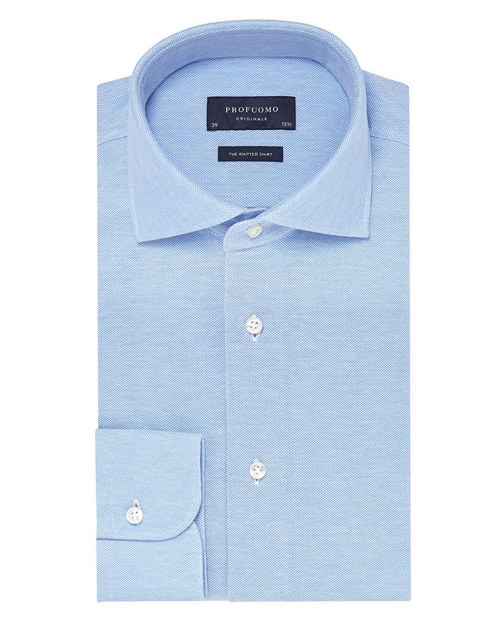 Profuomo Originale Slim fit Knitted Overhemd LM Blauw 031998-32-37
