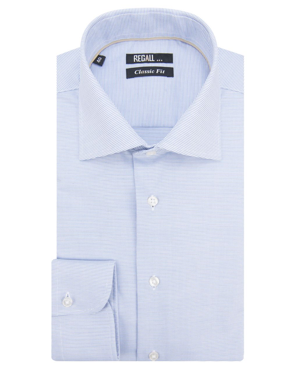 Recall Classic fit Overhemd LM Blauw uni 032664-301-39