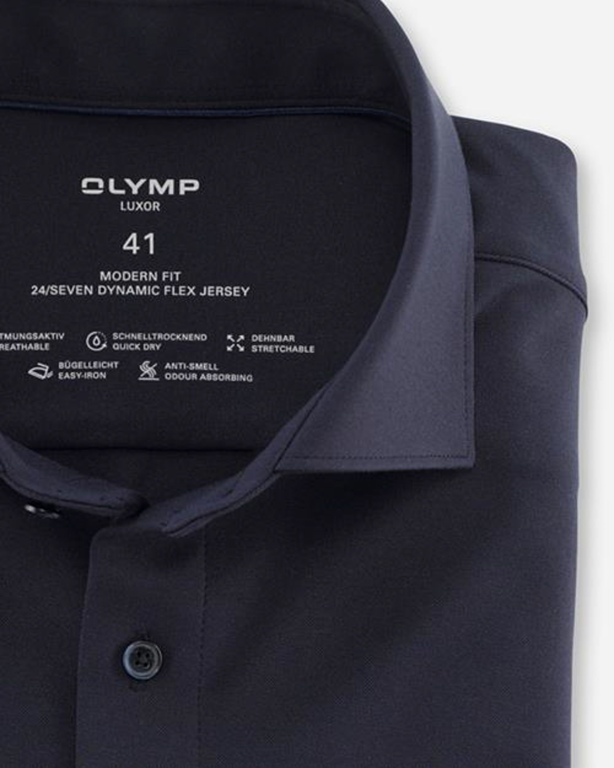 OLYMP 24/7 Modern Fit Overhemd LM Donker blauw 034456-31-47