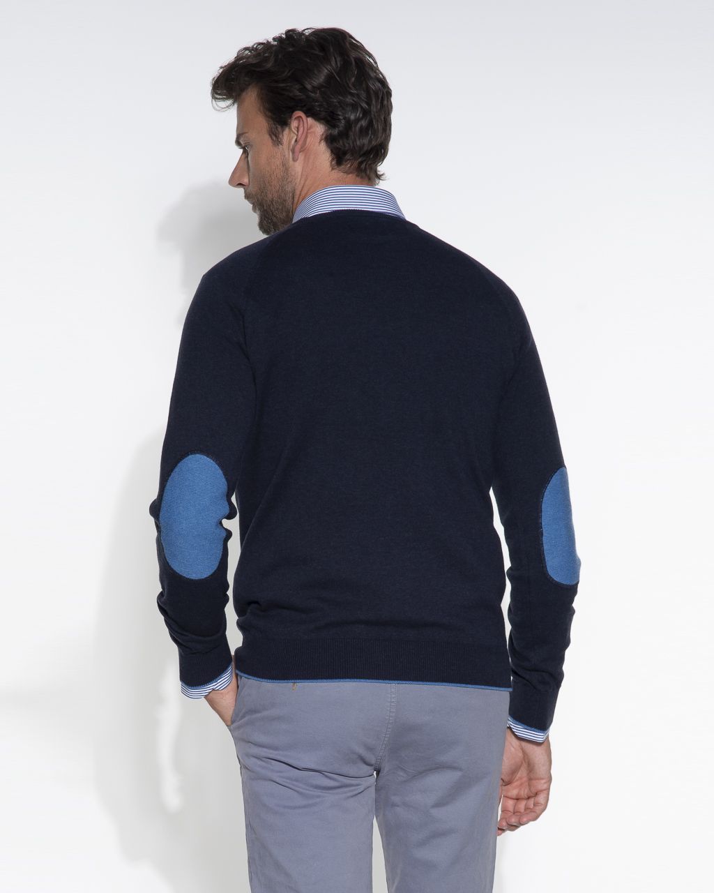 The BLUEPRINT Premium Trui ronde hals Donkerblauw 037718-380-L