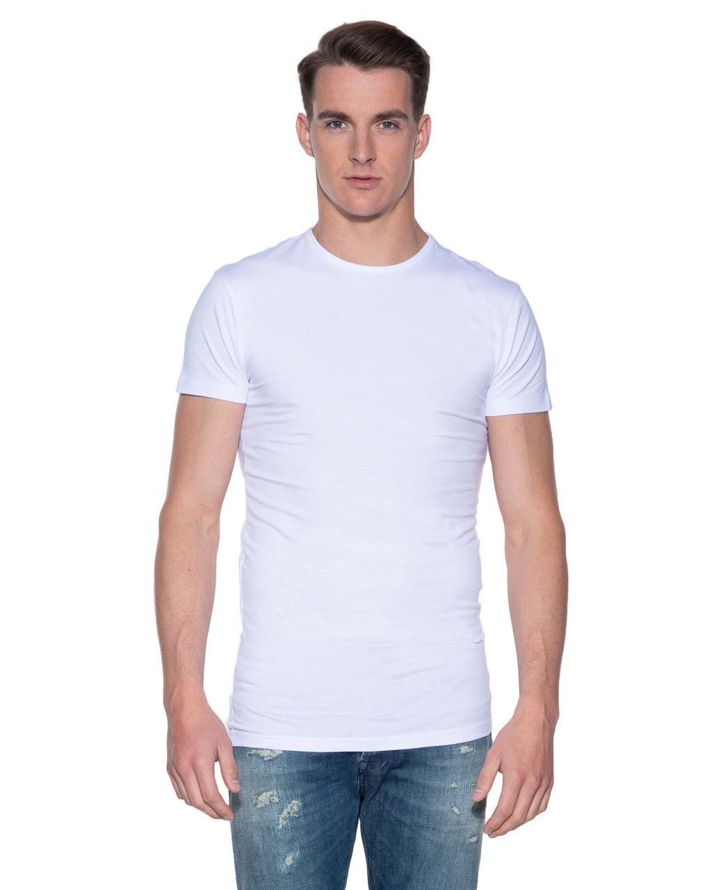 Slater Stretch T-shirt Ronde hals 2-pack Wit 038185-01-L