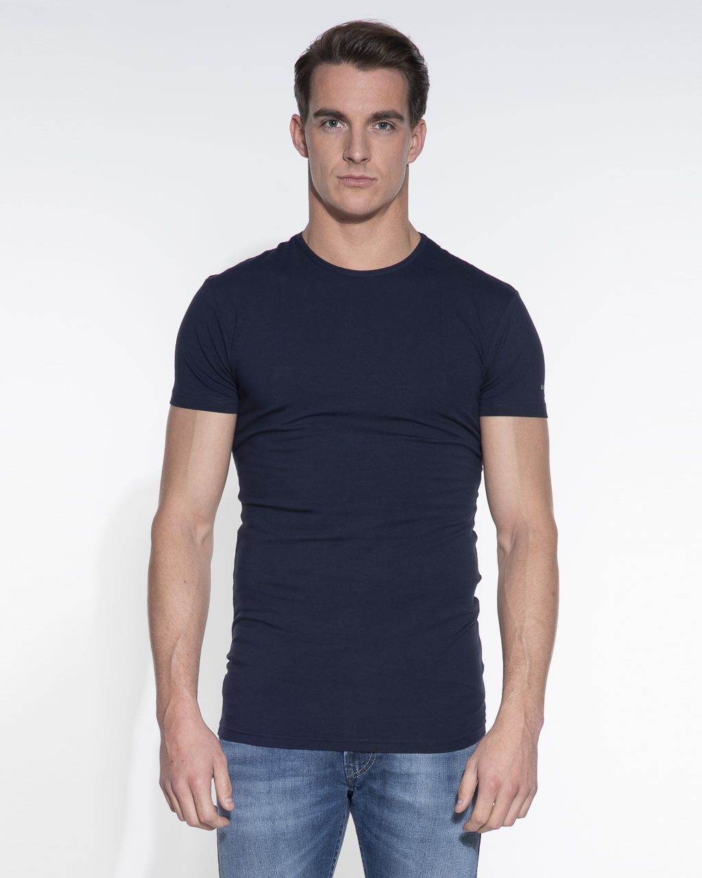 Slater Stretch T-shirt Ronde hals 2-pack Donker blauw 044471-000-L