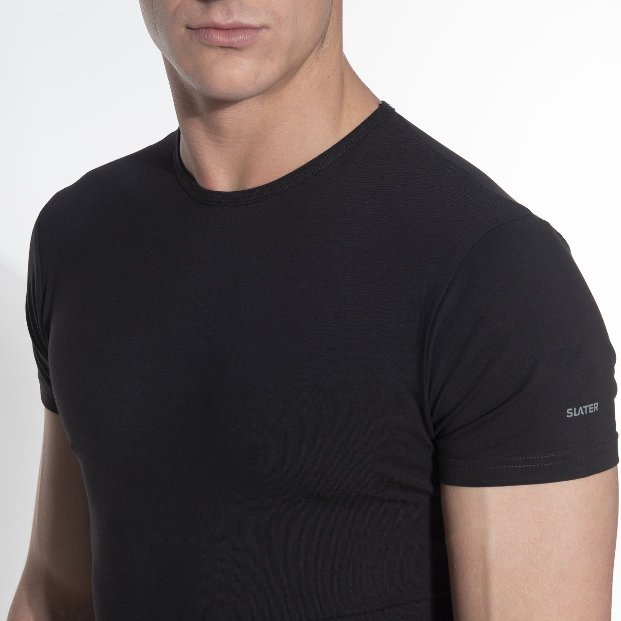 Slater Stretch T-shirt Ronde hals 2-pack Zwart 044472-000-L