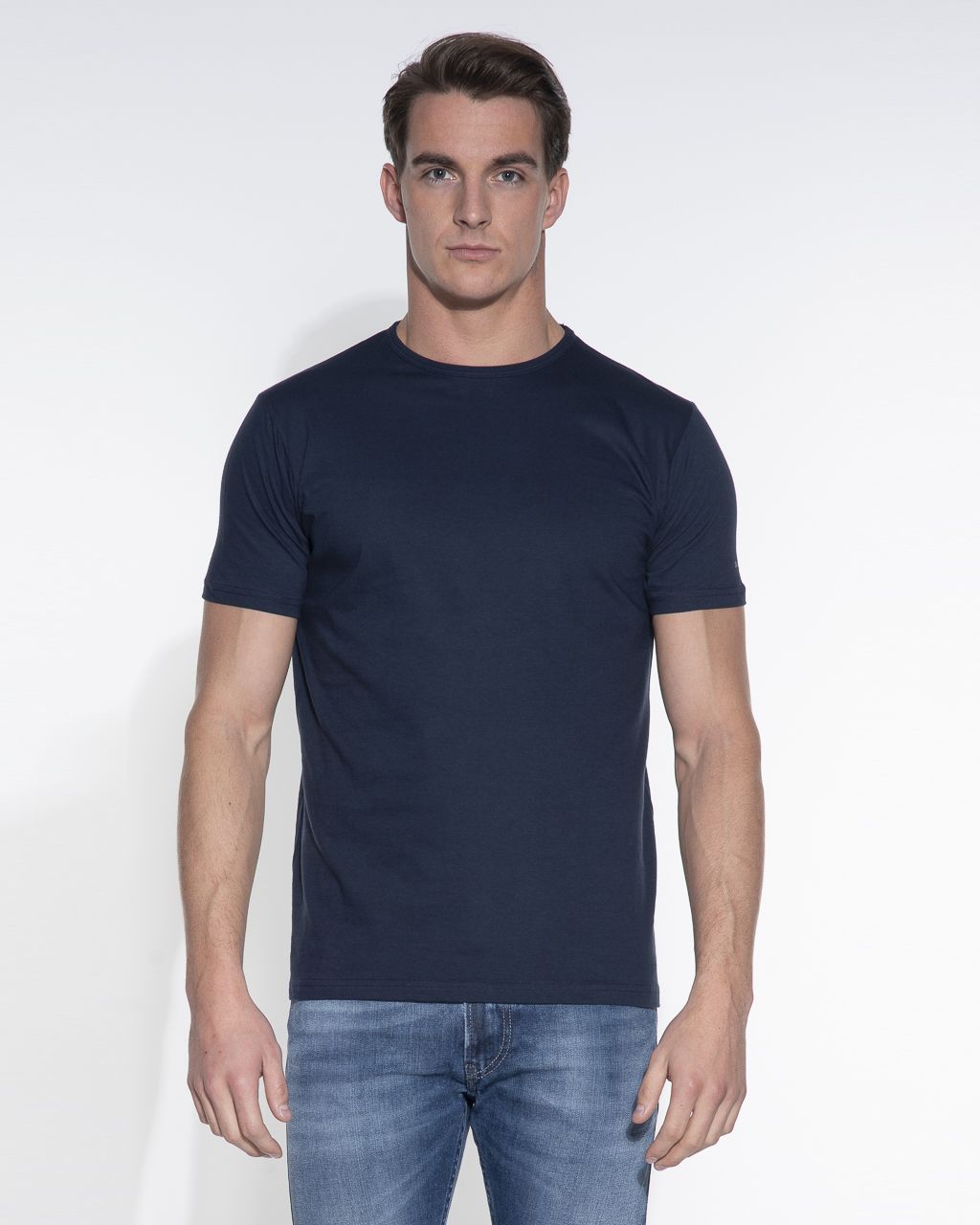 Slater Regular fit T-shirt Ronde hals 2-pack Donker blauw 044475-000-L