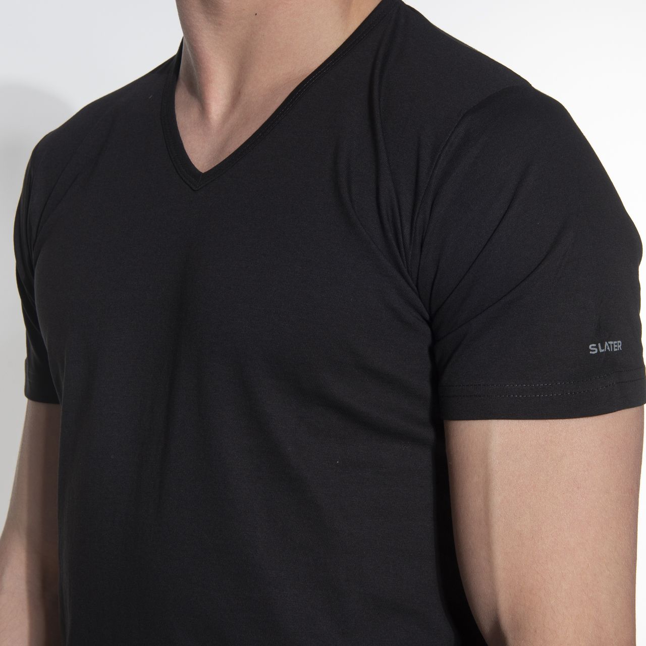Slater Regular fit T-shirt V-hals 2-pack Zwart 044478-000-L