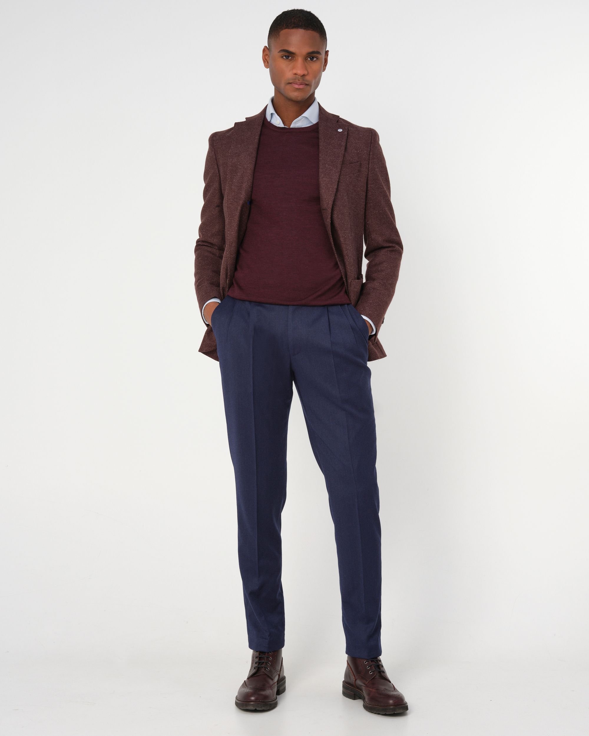 Dutch Dandies Connery Trui ronde hals Bordeaux uni 044525-010-L