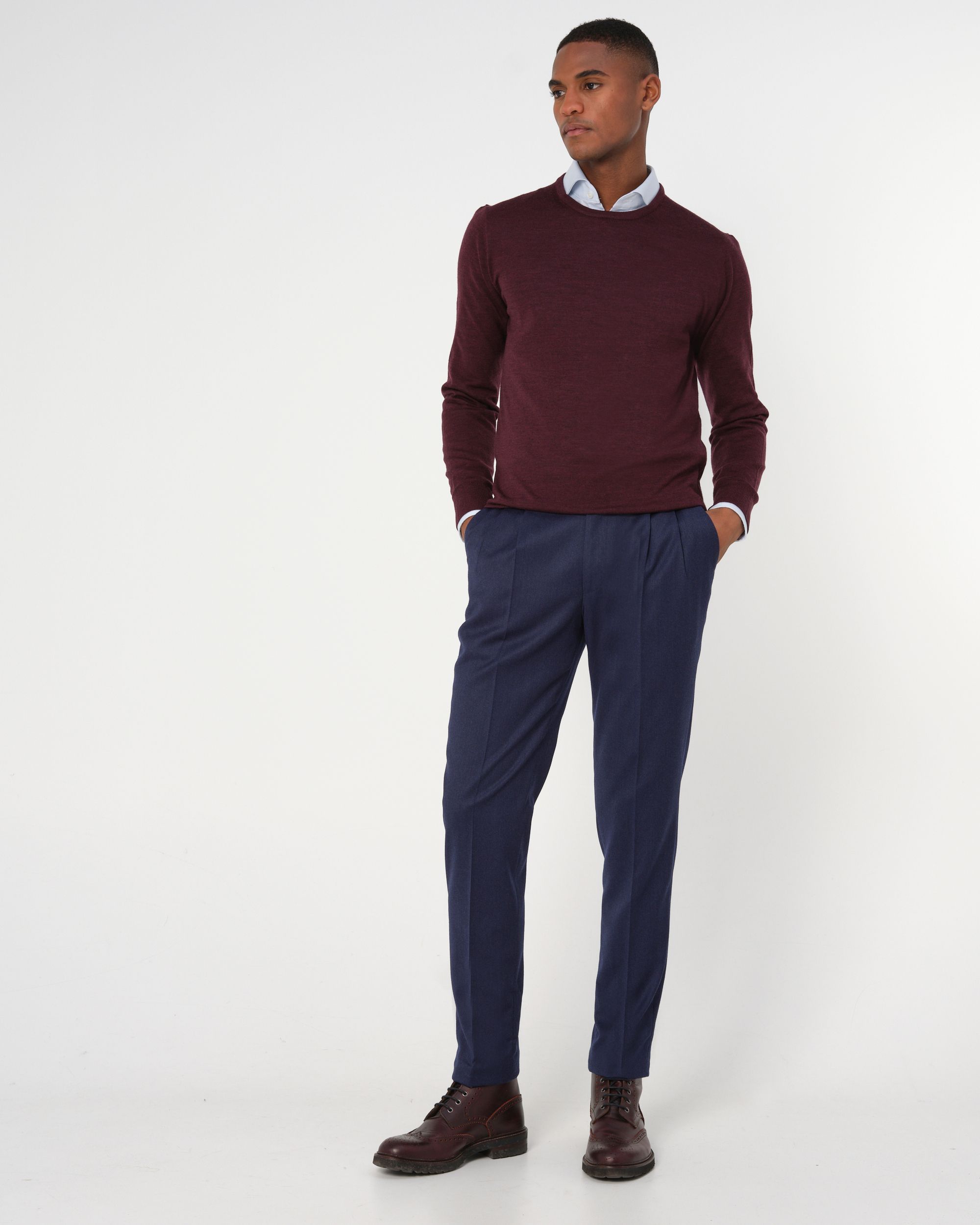 Dutch Dandies Connery Trui ronde hals Bordeaux uni 044525-010-L