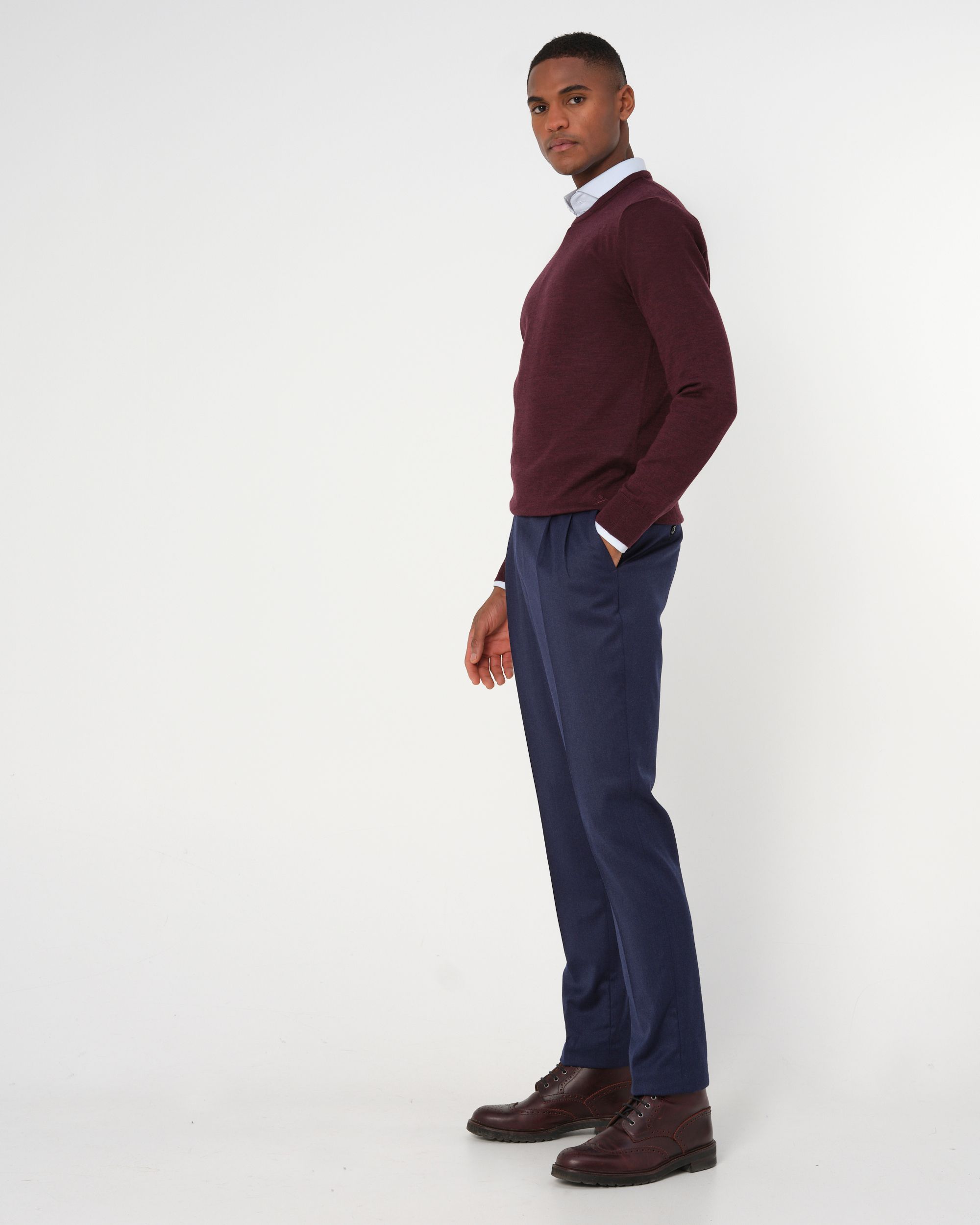 Dutch Dandies Connery Trui ronde hals Bordeaux uni 044525-010-L