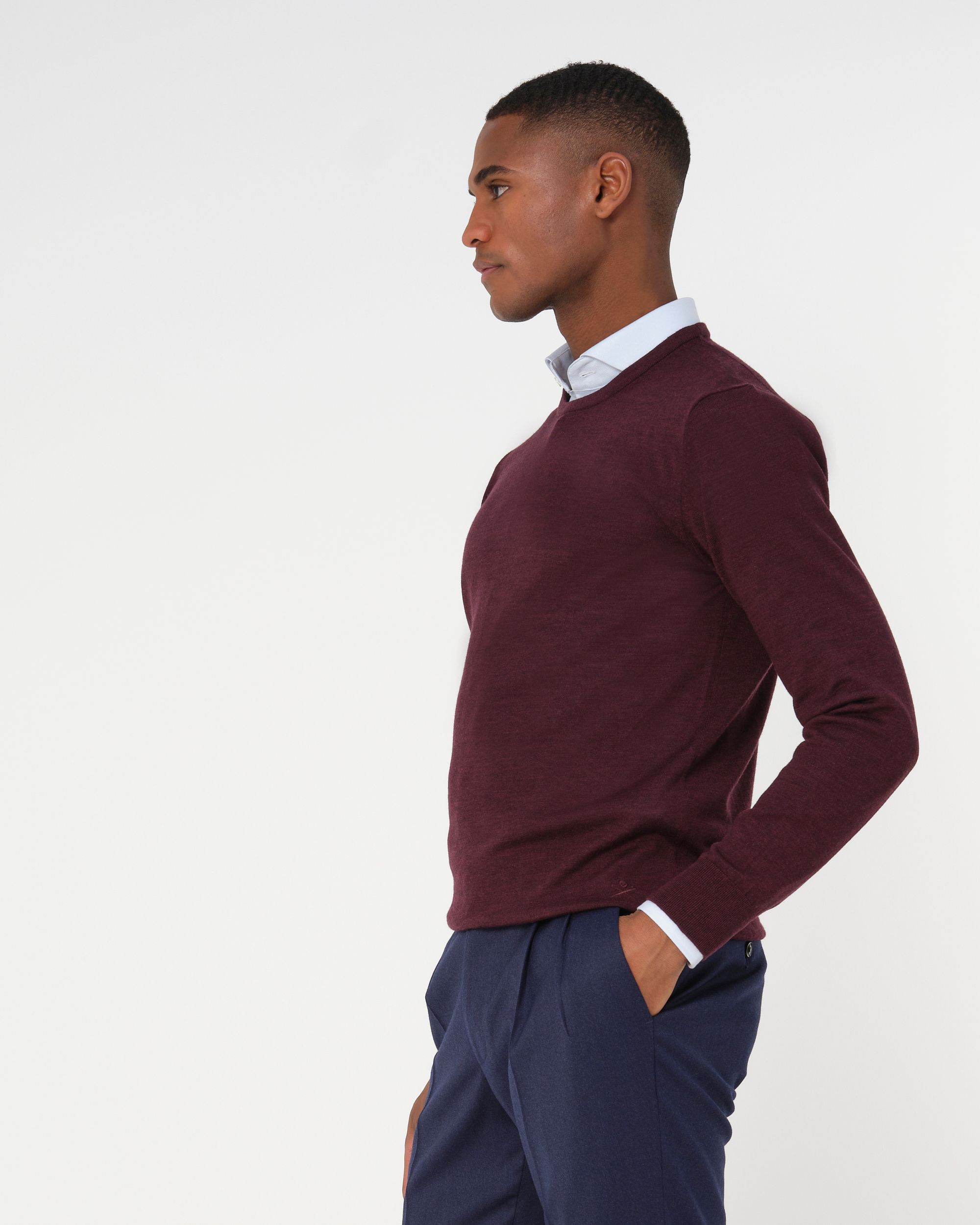 Dutch Dandies Connery Trui ronde hals Bordeaux uni 044525-010-L