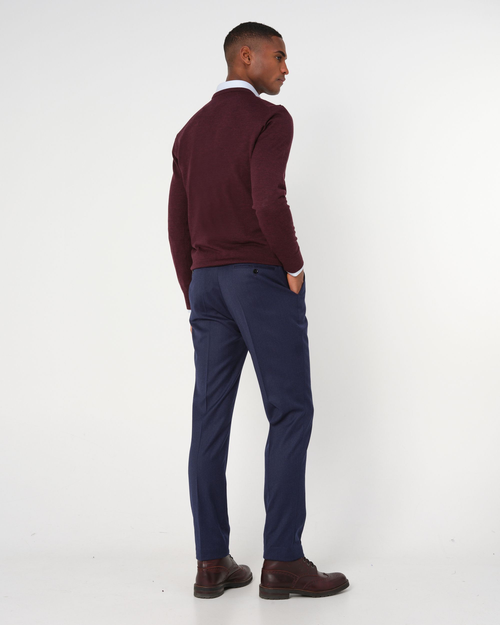 Dutch Dandies Connery Trui ronde hals Bordeaux uni 044525-010-L