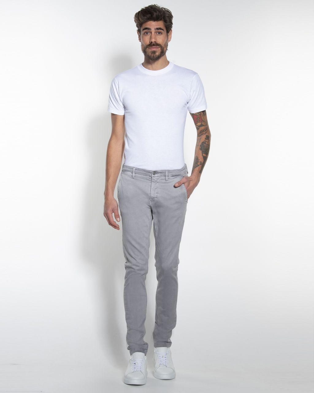 Replay Zeumar Hyperflex Chino Midden grijs uni 045739-009-28