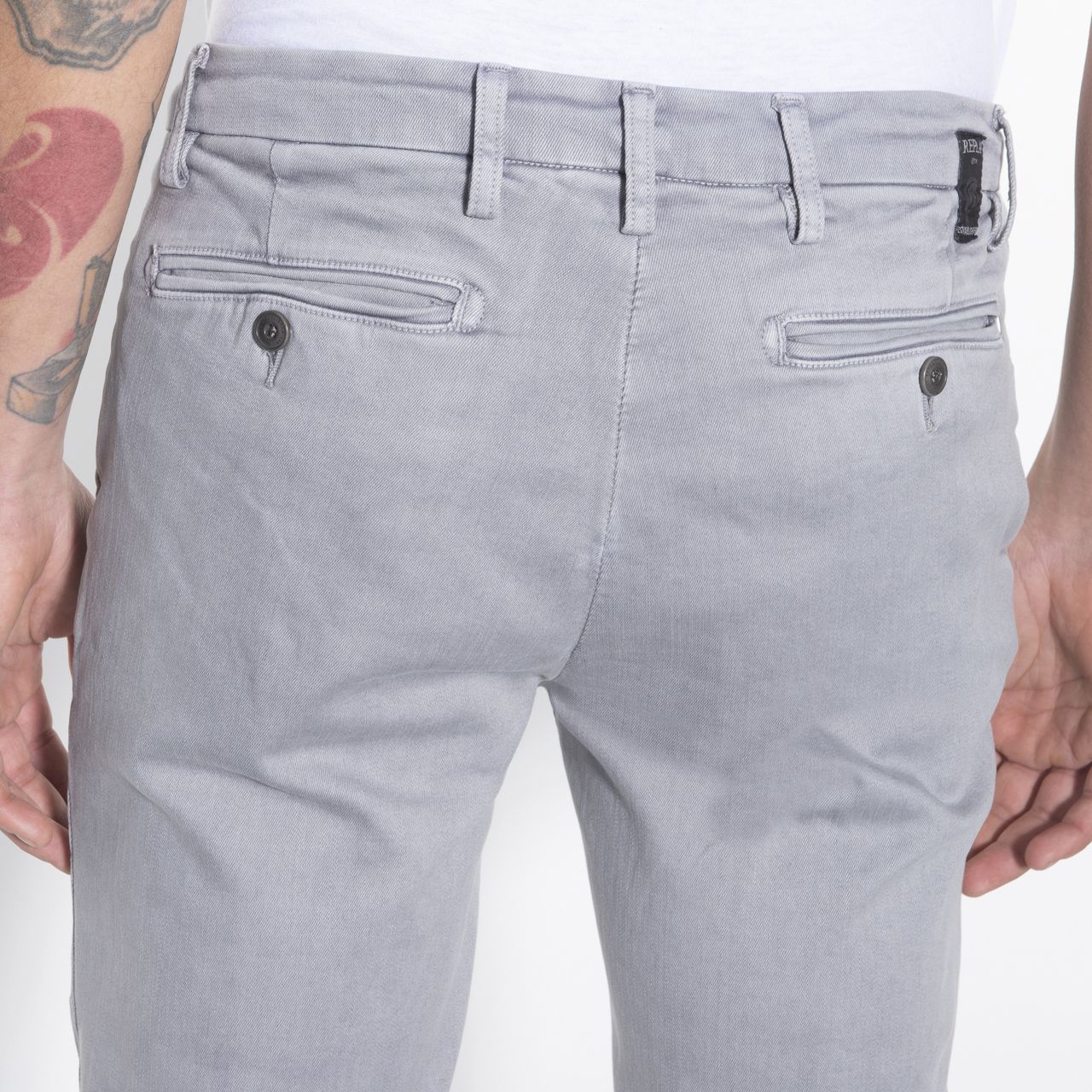 Replay Zeumar Hyperflex Chino Midden grijs uni 045739-009-28