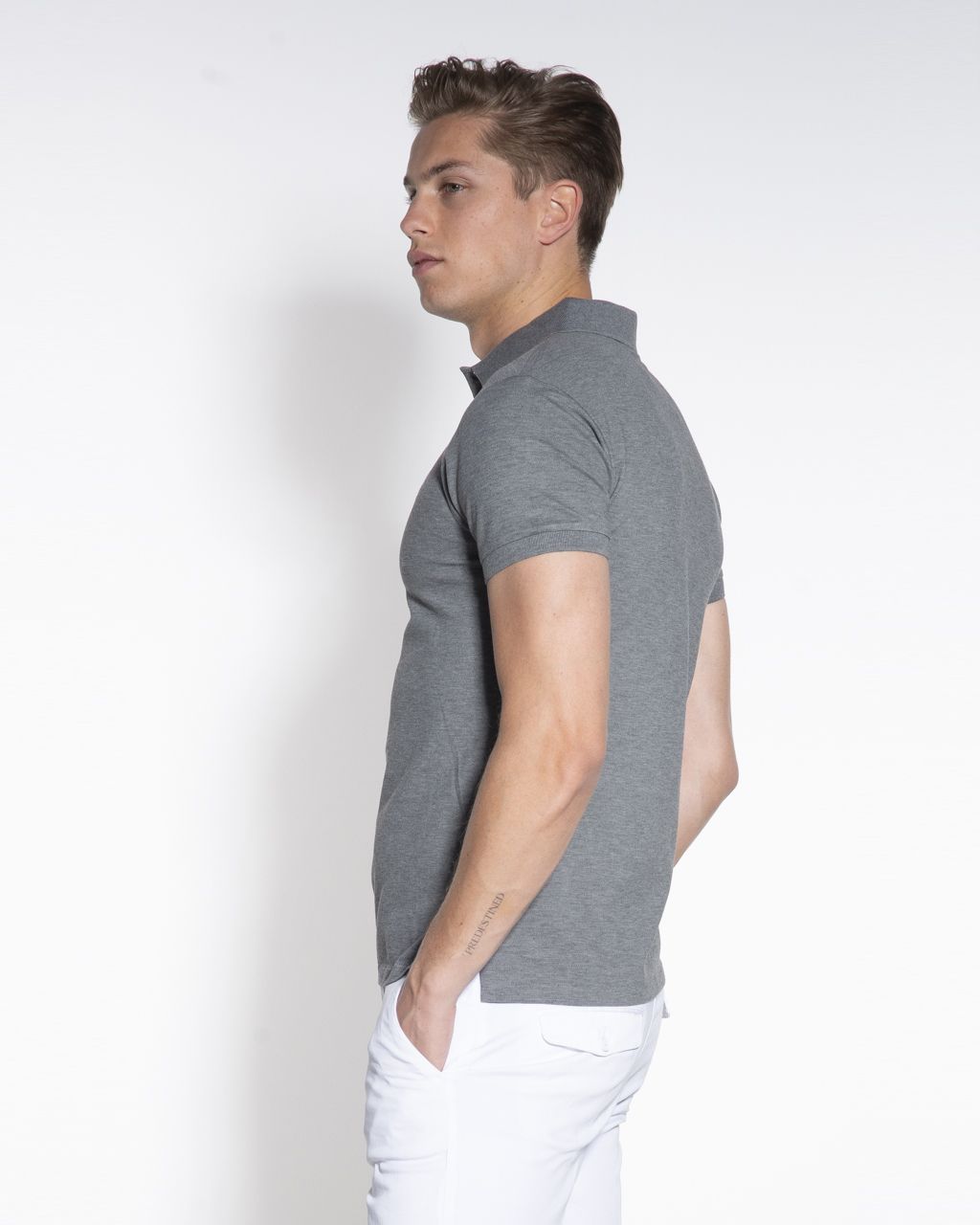 Polo Ralph Lauren Slim Fit Stretch Mesh Polo KM Donkergrijs uni 047432-001-L