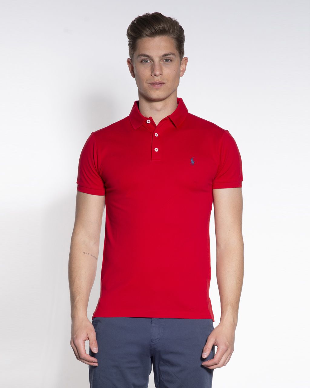 Polo Ralph Lauren Slim Fit Stretch Mesh Polo KM Rood 047432-002-L