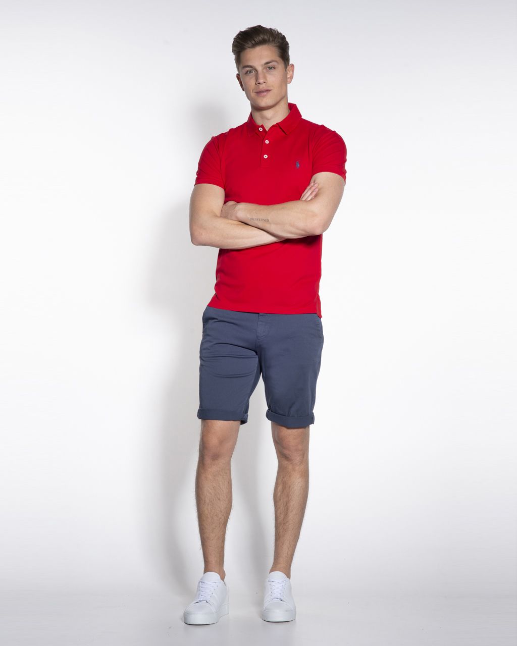 Polo Ralph Lauren Slim Fit Stretch Mesh Polo KM Rood 047432-002-L