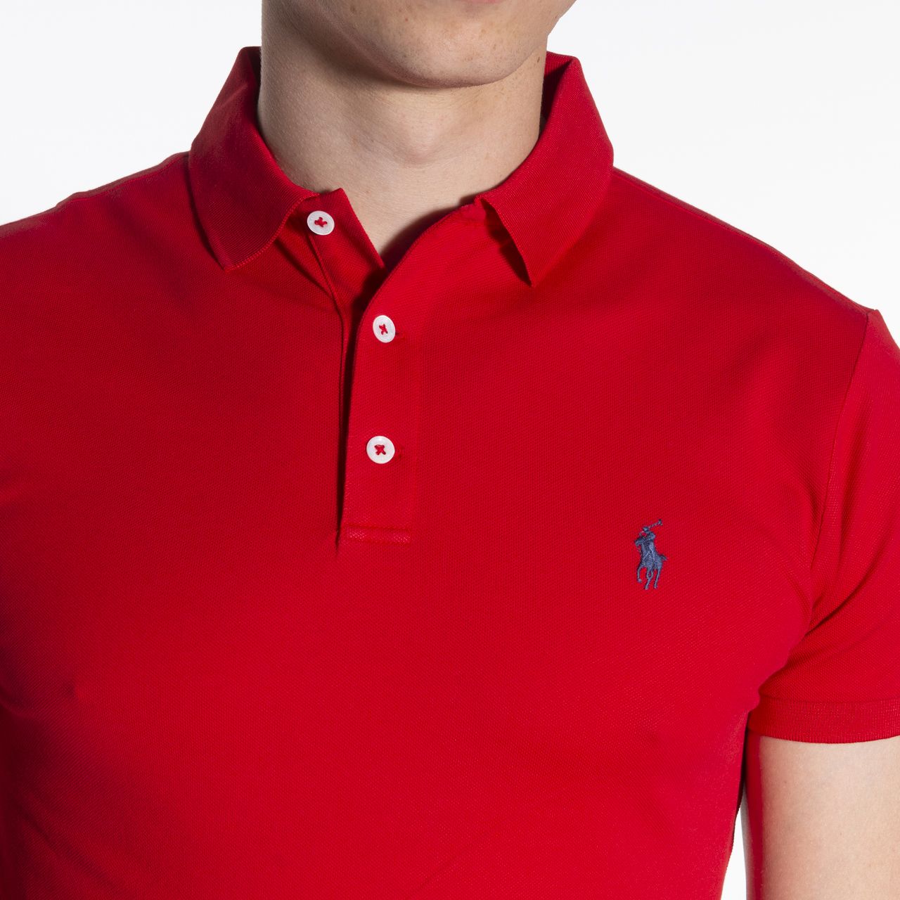 Polo Ralph Lauren Slim Fit Stretch Mesh Polo KM Rood 047432-002-L