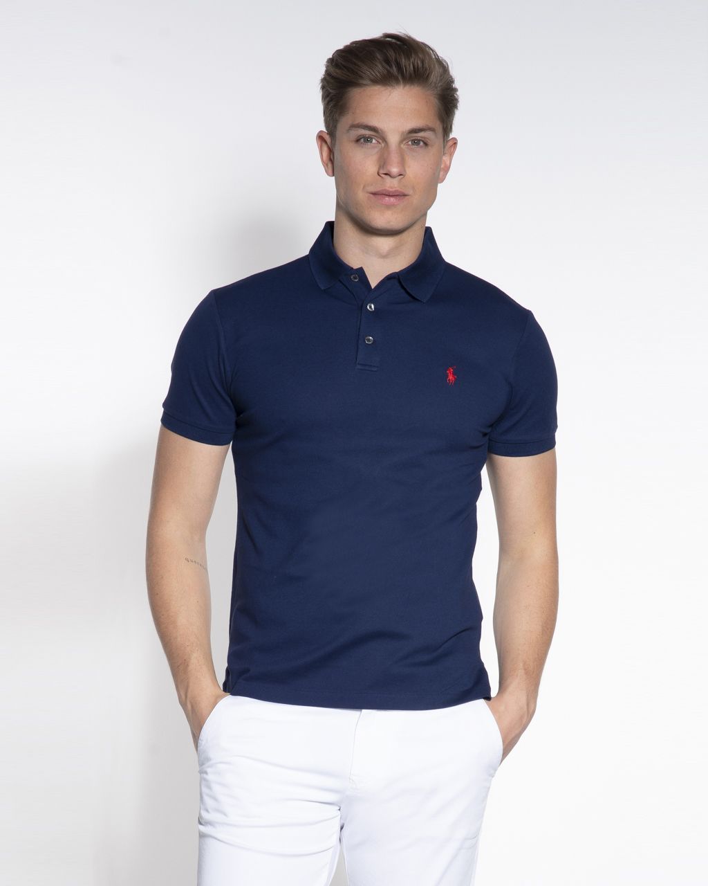 Polo Ralph Lauren Slim Fit Stretch Mesh Polo KM Donkerblauw 047432-004-L