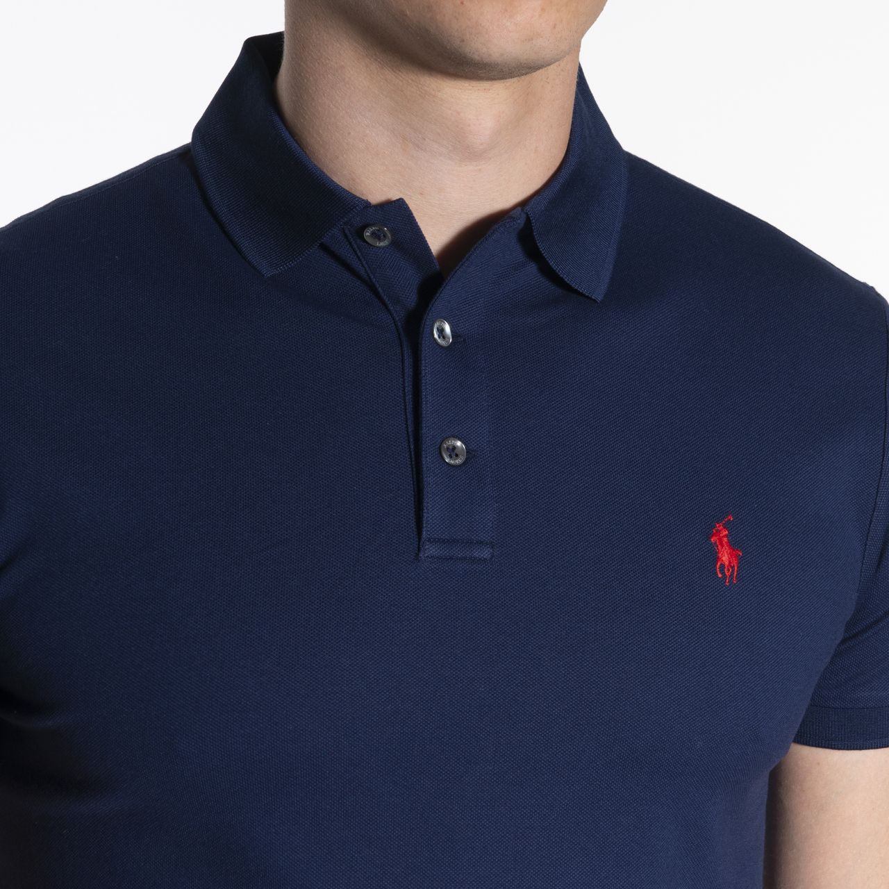 Polo Ralph Lauren Slim Fit Stretch Mesh Polo KM Donkerblauw 047432-004-L