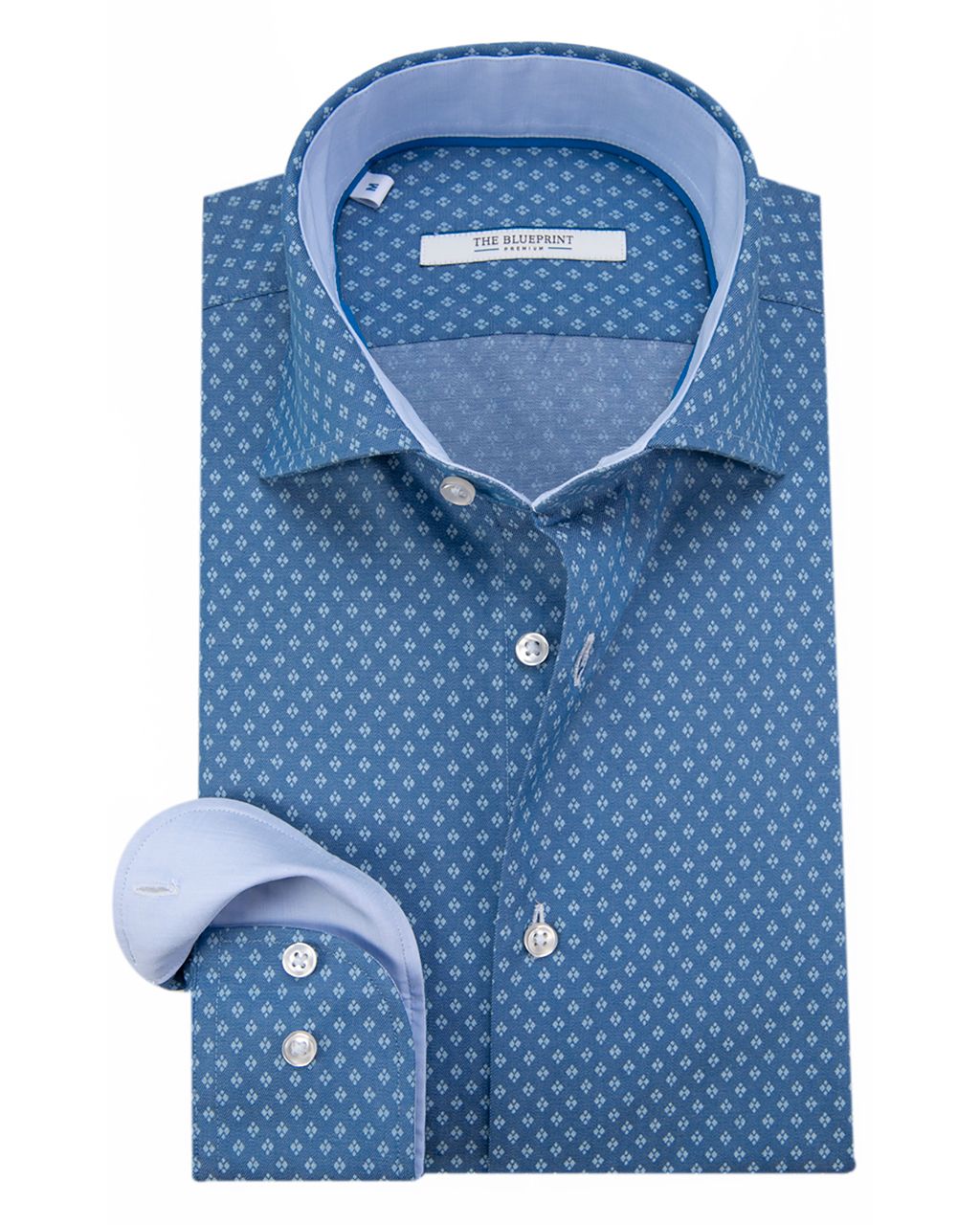 The BLUEPRINT Premium Trendy overhemd LM Blauw dessin 050232-001-L
