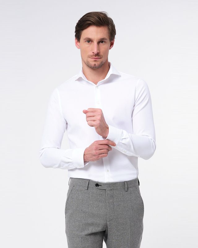 Dutch Dandies Slim fit Overhemd LM Wit uni 052750-001-37