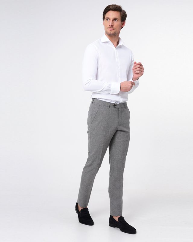 Dutch Dandies Slim fit Overhemd LM Wit uni 052750-001-37