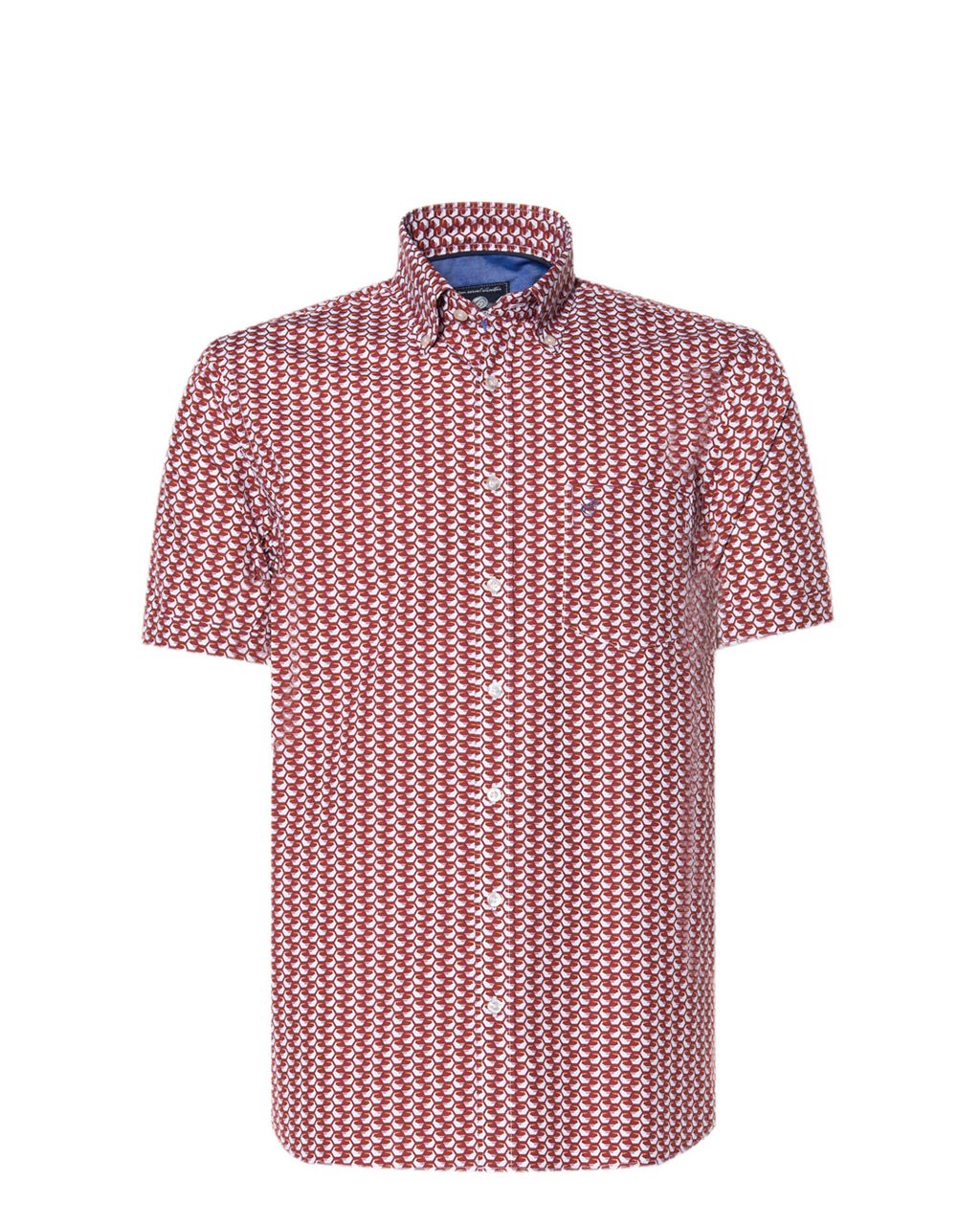 Campbell Classic Casual Overhemd KM Donkerrood print 052899-001-L