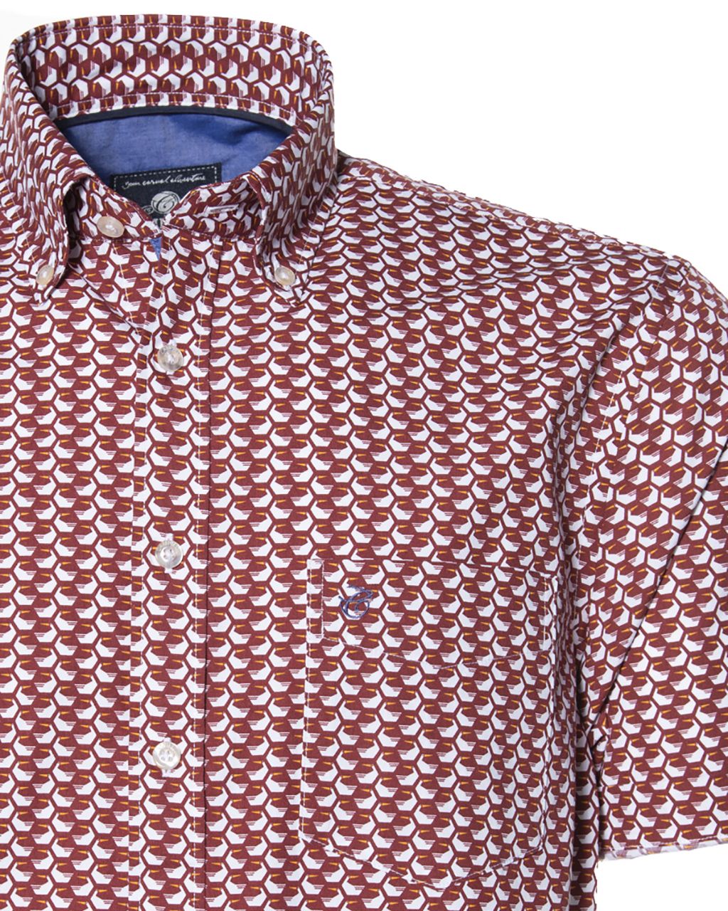 Campbell Classic Casual Overhemd KM Donkerrood print 052899-001-L
