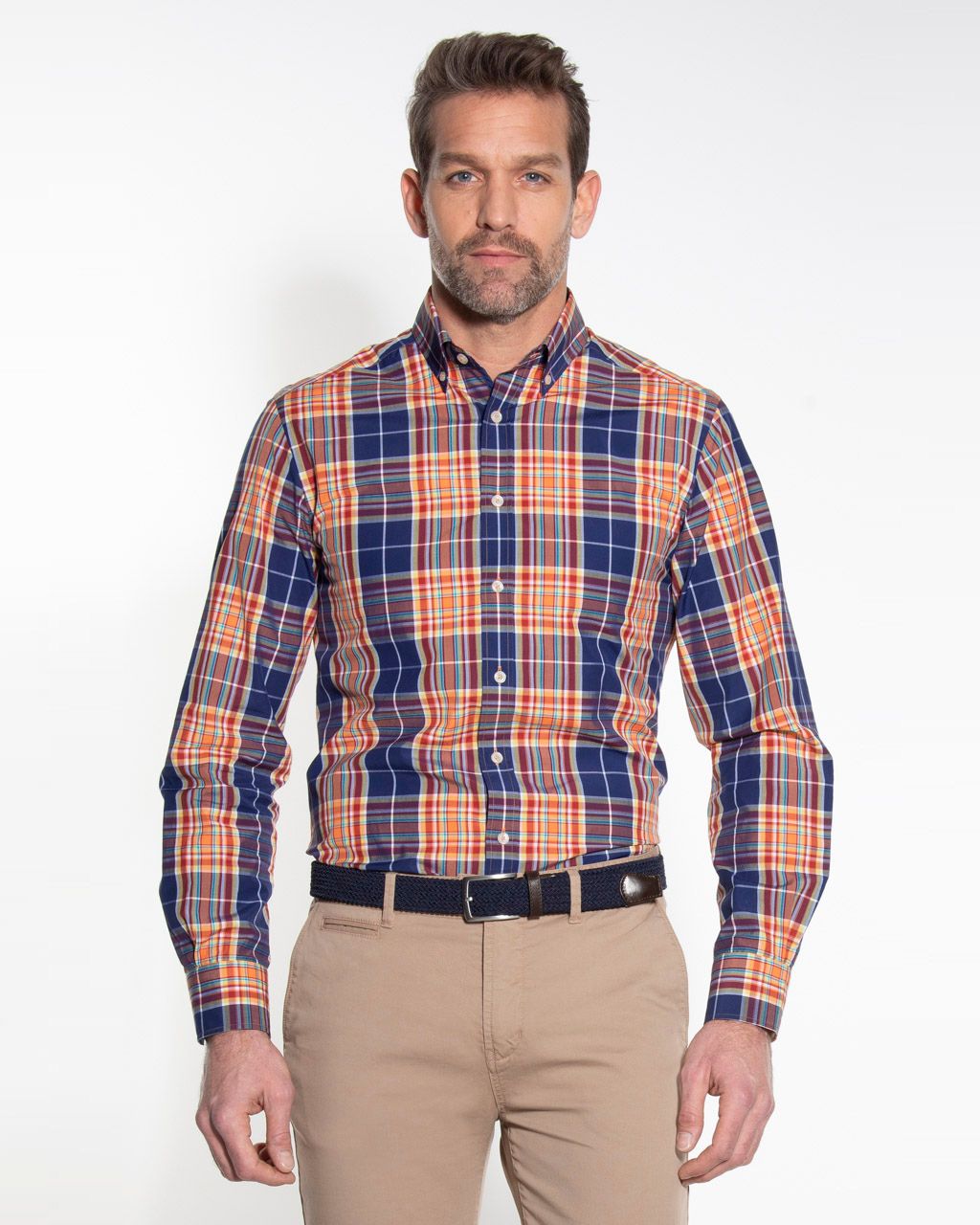 Campbell Classic Casual Overhemd LM Donkerblauw 052923-001-L