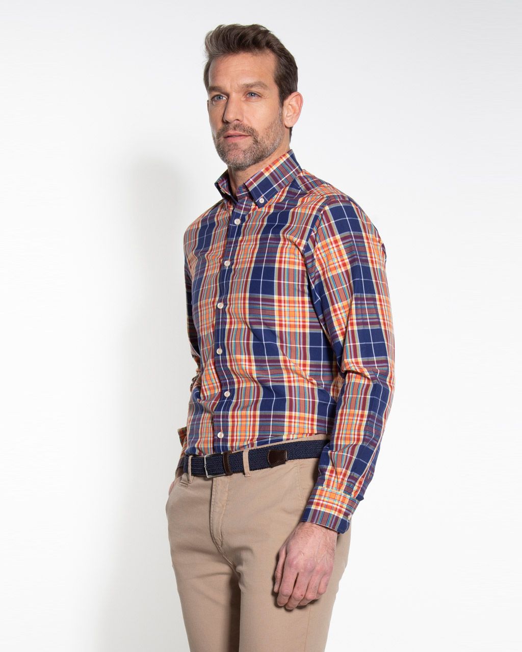 Campbell Classic Casual Overhemd LM Donkerblauw 052923-001-L