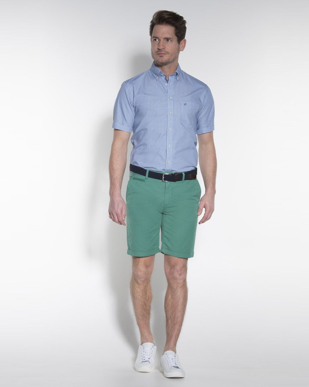 Campbell Classic Casual Overhemd KM Blauw print 053428-001-L