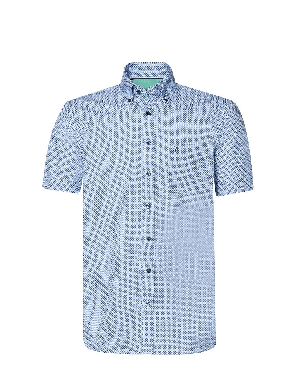 Campbell Classic Casual Overhemd KM Blauw print 053431-001-L