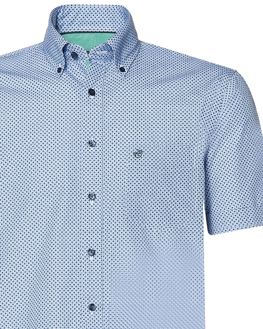Campbell Classic Casual Overhemd KM Blauw print 053431-001-L