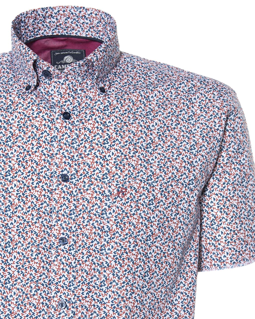 Campbell Classic Casual Overhemd KM Oranje print 053434-001-L