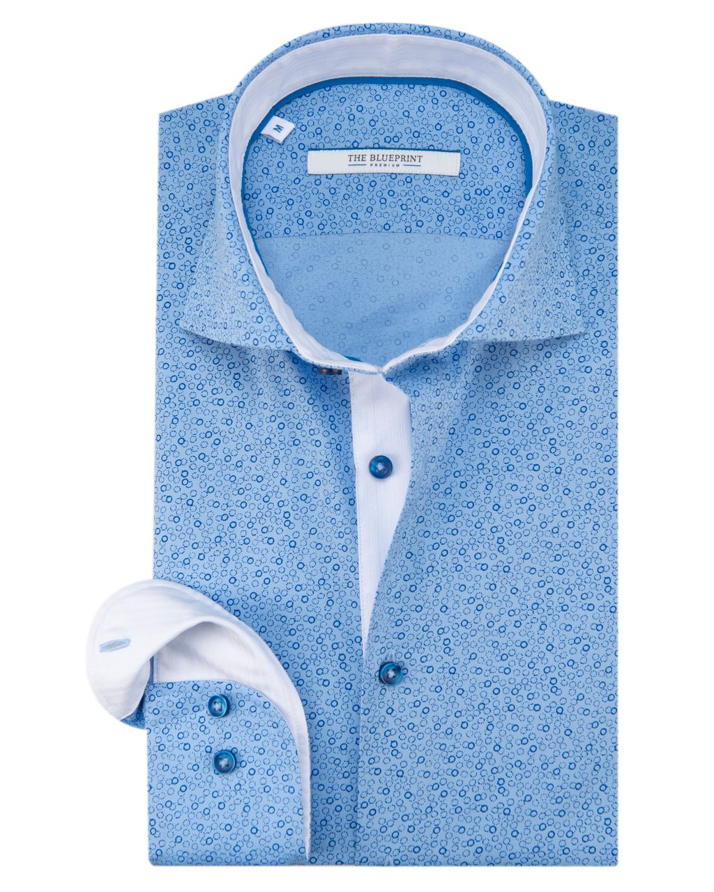 The BLUEPRINT Premium Trendy overhemd LM Blauw dessin 053543-001-L