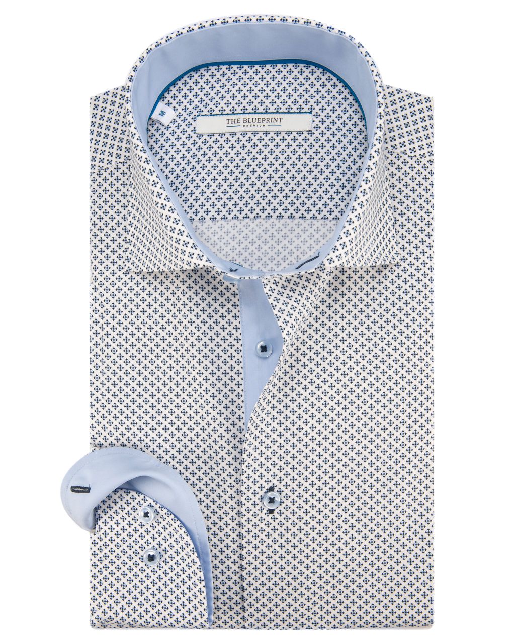 The BLUEPRINT Premium Trendy overhemd LM Wit dessin 054043-001-L