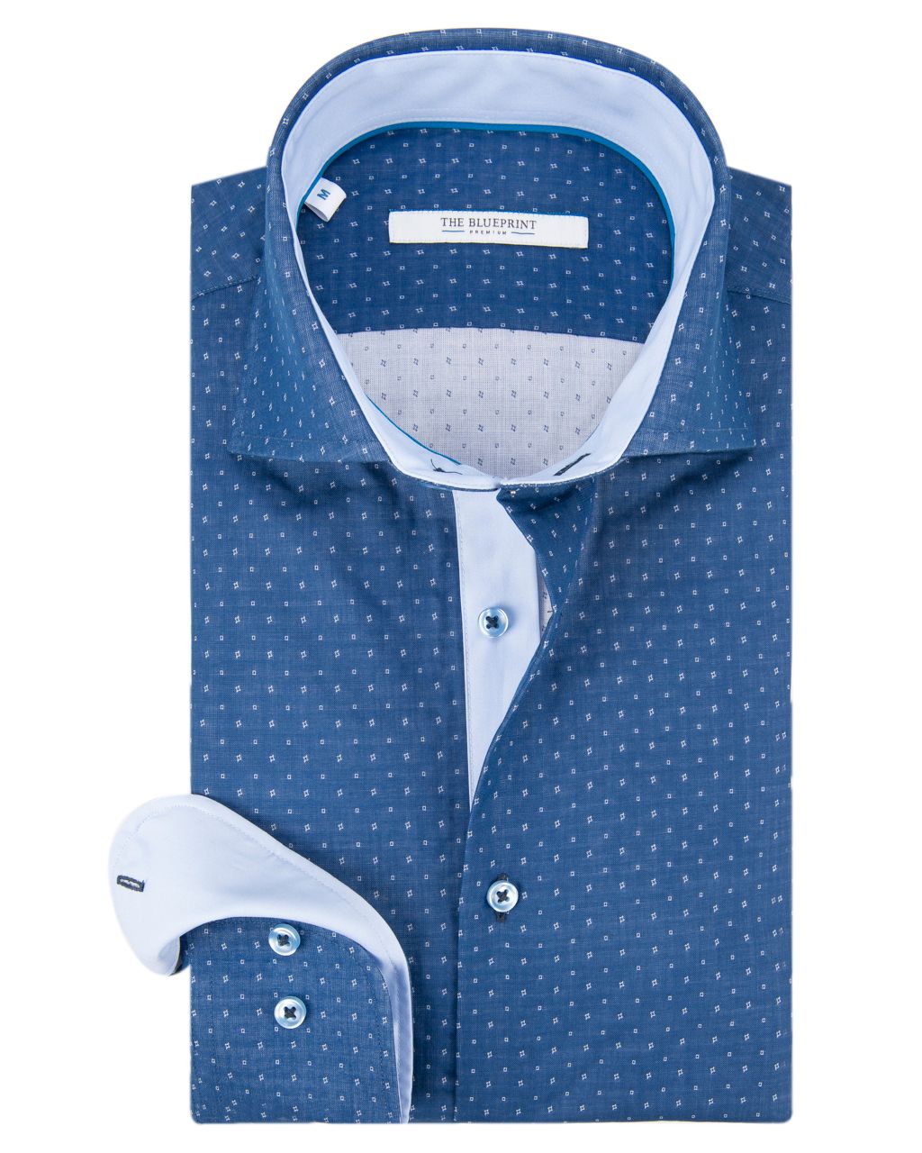 The BLUEPRINT Premium Trendy overhemd LM Donkerblauw dessin 056828-001-L