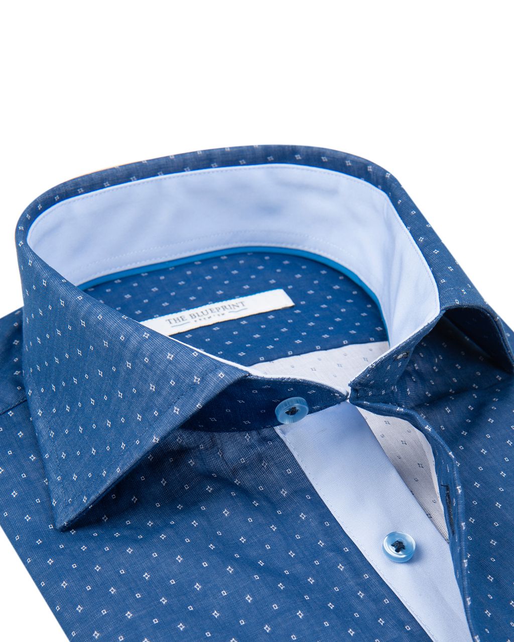 The BLUEPRINT Premium Trendy overhemd LM Donkerblauw dessin 056828-001-L