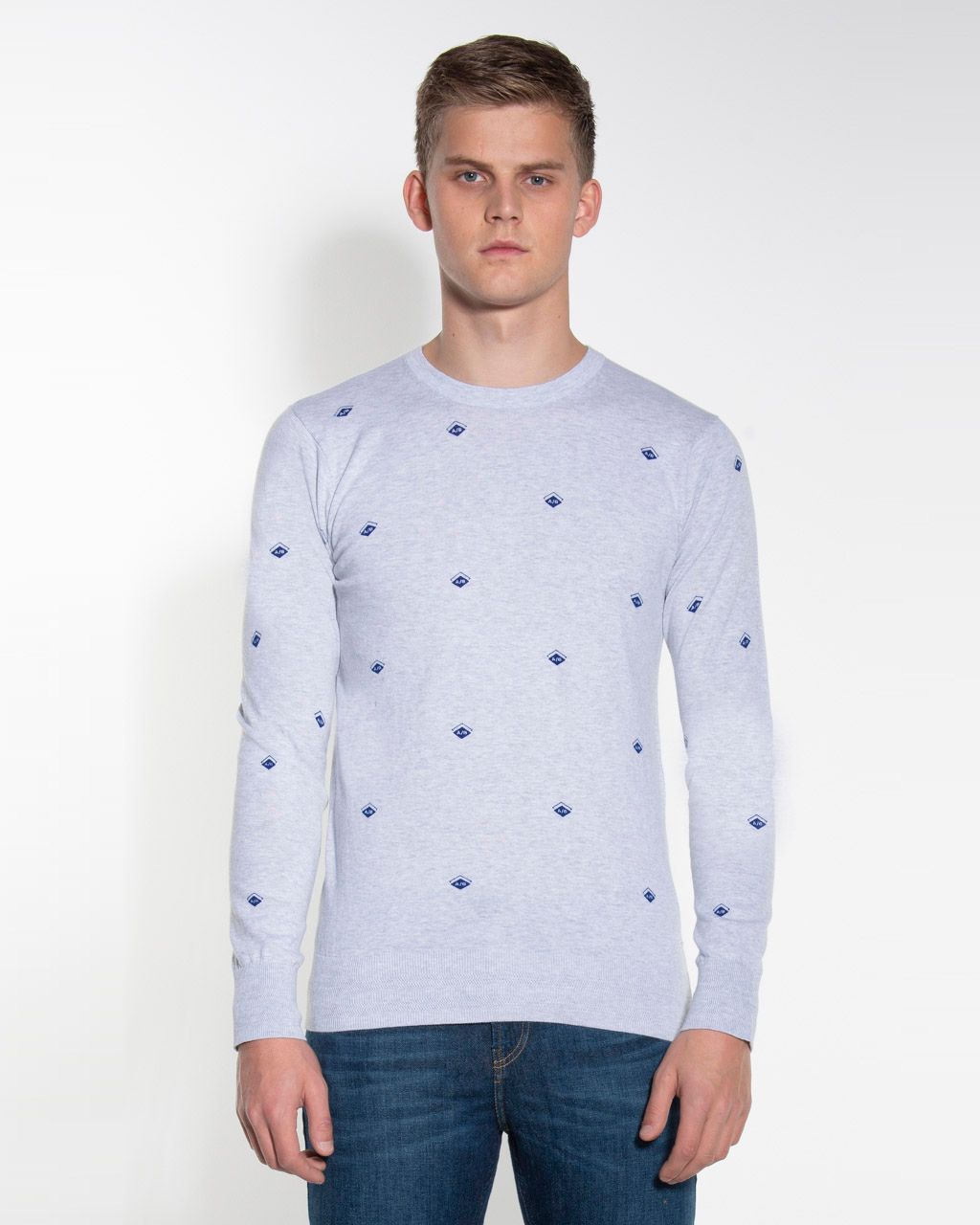 Scotch & Soda Trui ronde hals  Lichtgrijs print 056849-001-L