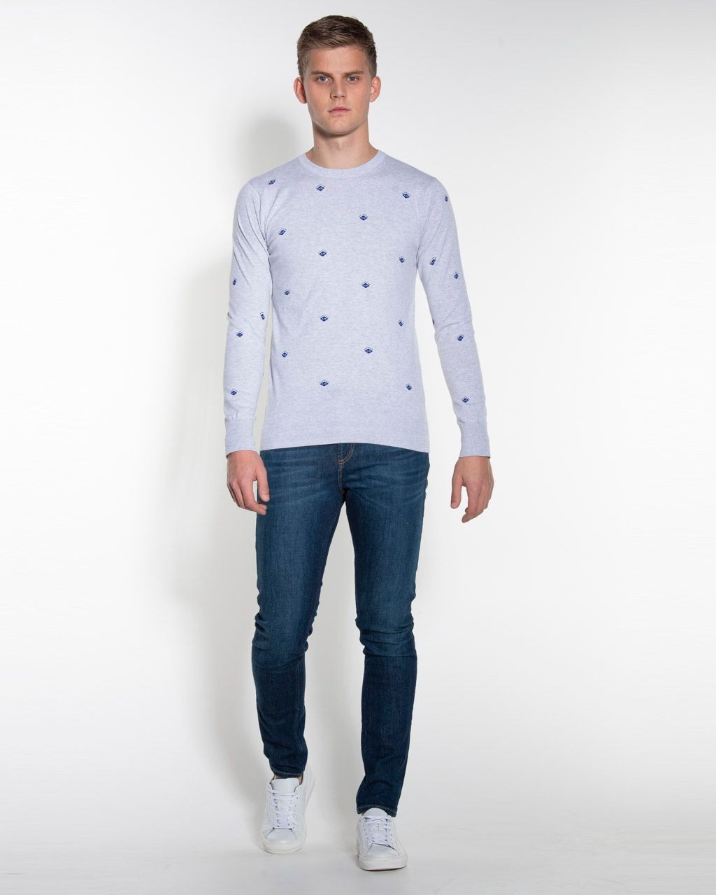 Scotch & Soda Trui ronde hals  Lichtgrijs print 056849-001-L