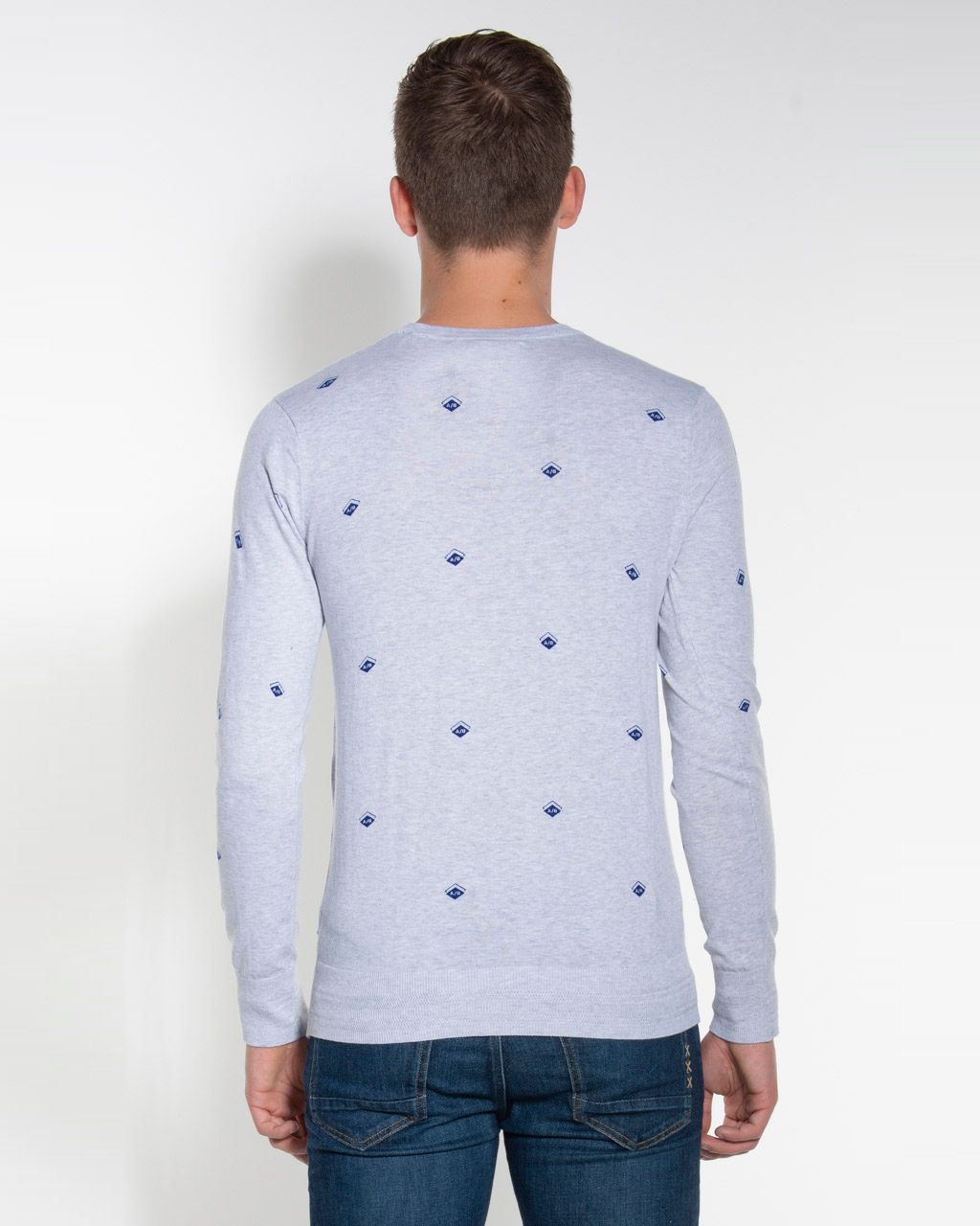 Scotch & Soda Trui ronde hals  Lichtgrijs print 056849-001-L