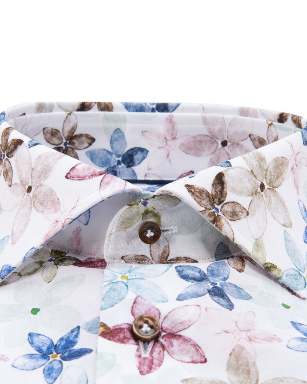 Profuomo Originale Slim fit Overhemd LM Wit print 056985-001-37