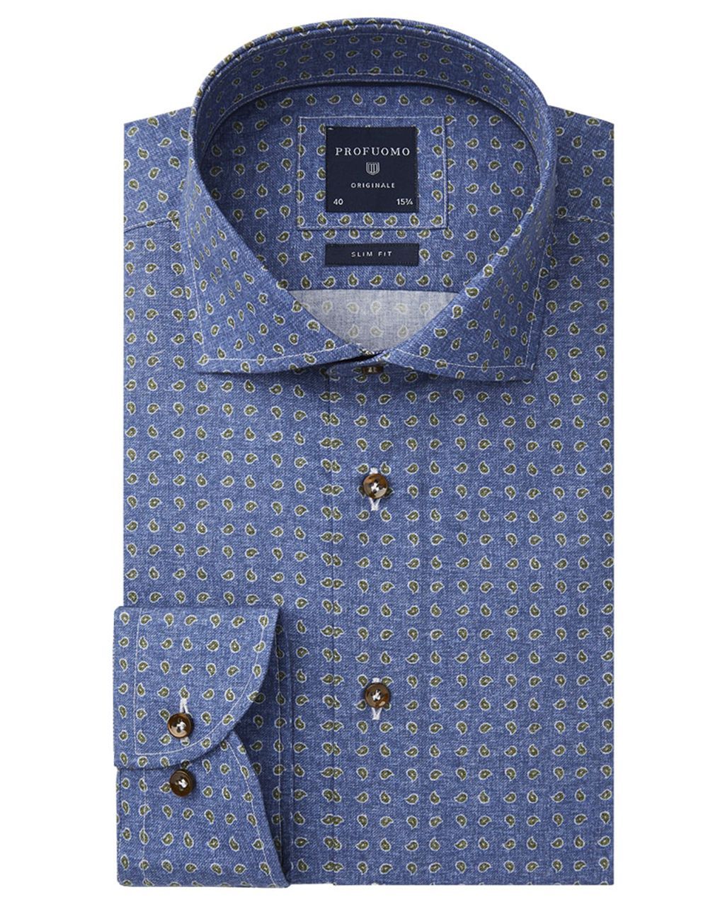 Profuomo Orginale Slim fit Overhemd LM Blauw 056988-001-36