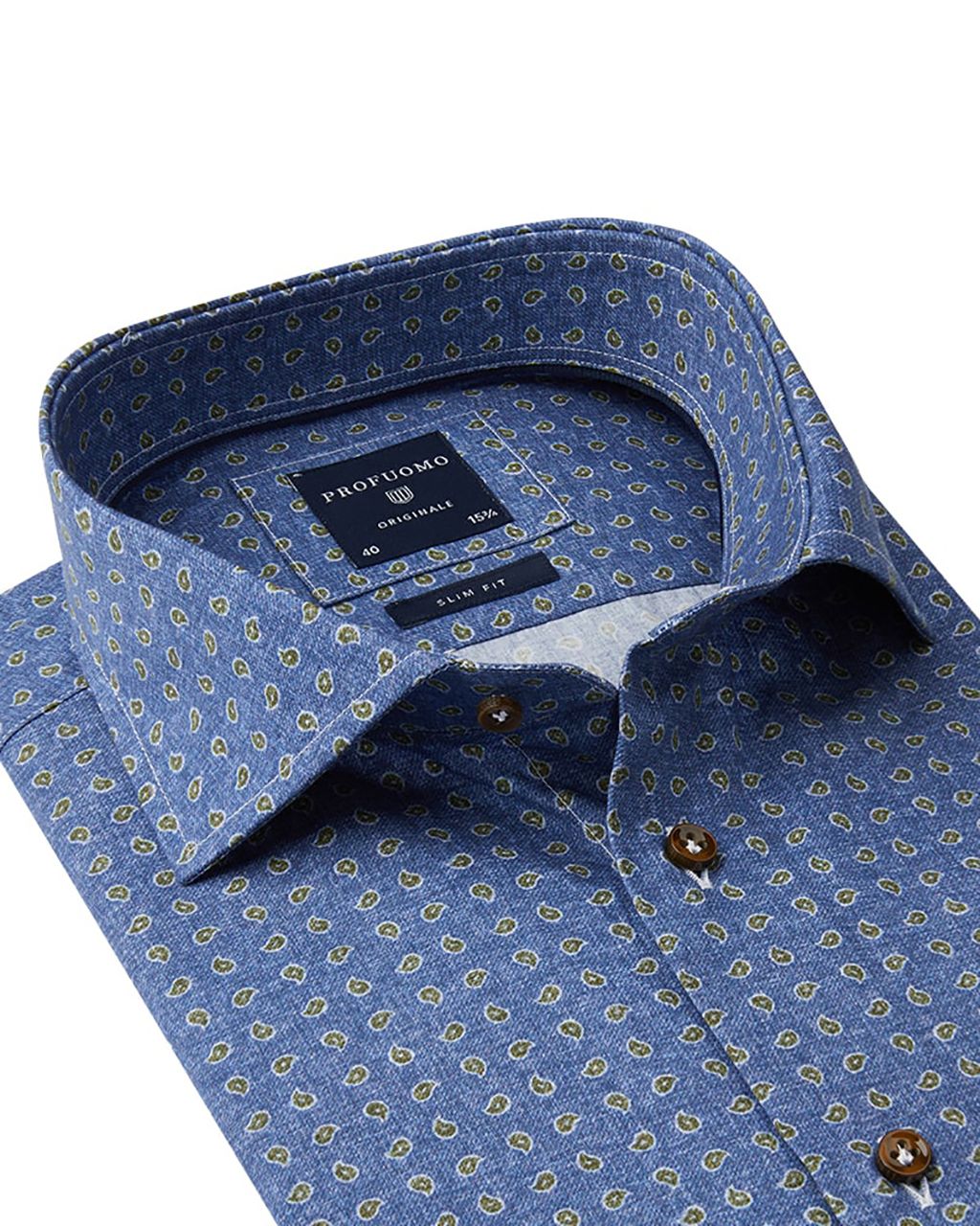 Profuomo Orginale Slim fit Overhemd LM Blauw 056988-001-36